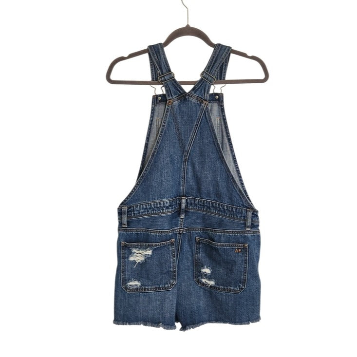 American Eagle Denim Short Overalls Distressed Size Small