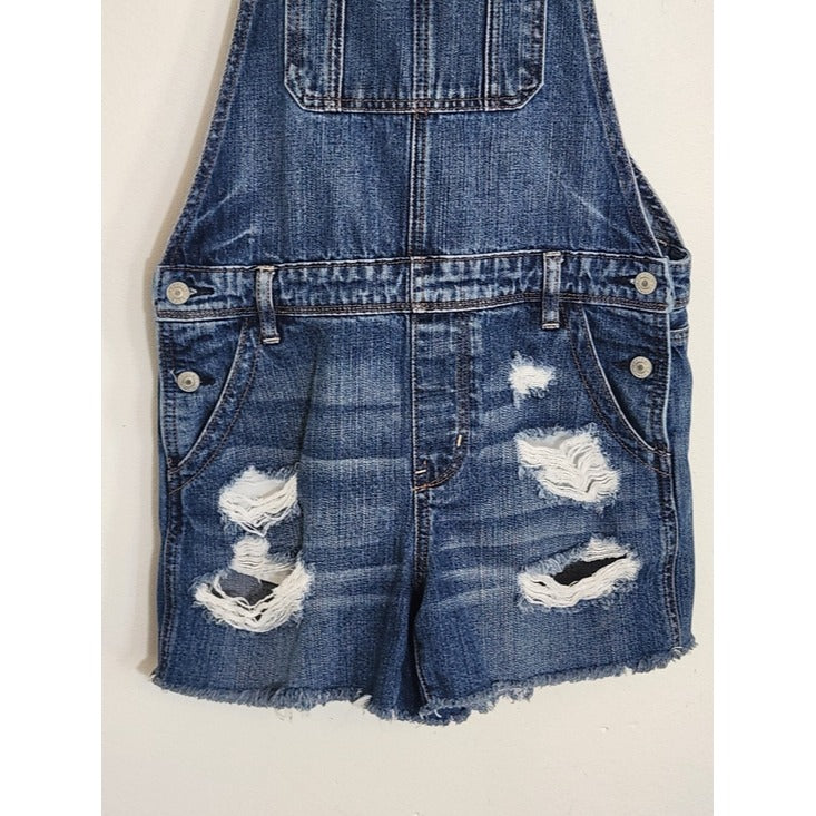 American Eagle Denim Short Overalls Distressed Size Small