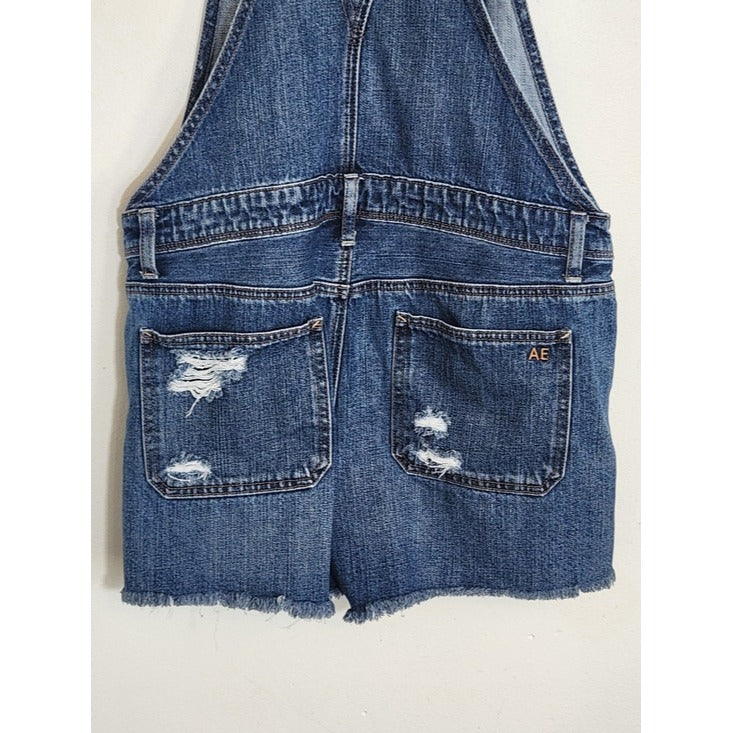 American Eagle Denim Short Overalls Distressed Size Small