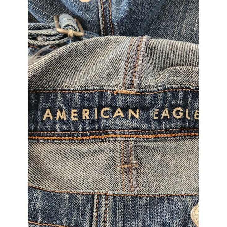 American Eagle Denim Short Overalls Distressed Size Small