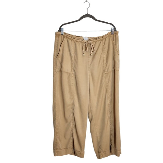 Joie Khaki Wide Leg Cropped Pull-on Pants Size XL