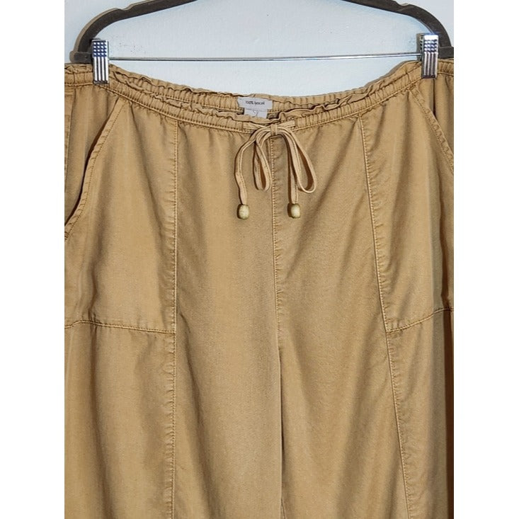 Joie Khaki Wide Leg Cropped Pull-on Pants Size XL