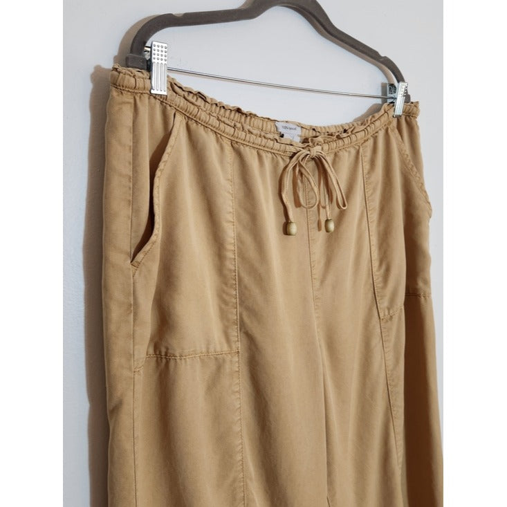 Joie Khaki Wide Leg Cropped Pull-on Pants Size XL