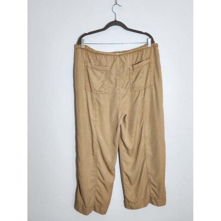Joie Khaki Wide Leg Cropped Pull-on Pants Size XL