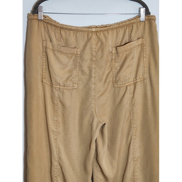 Joie Khaki Wide Leg Cropped Pull-on Pants Size XL