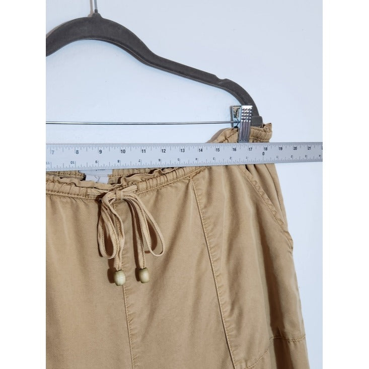 Joie Khaki Wide Leg Cropped Pull-on Pants Size XL