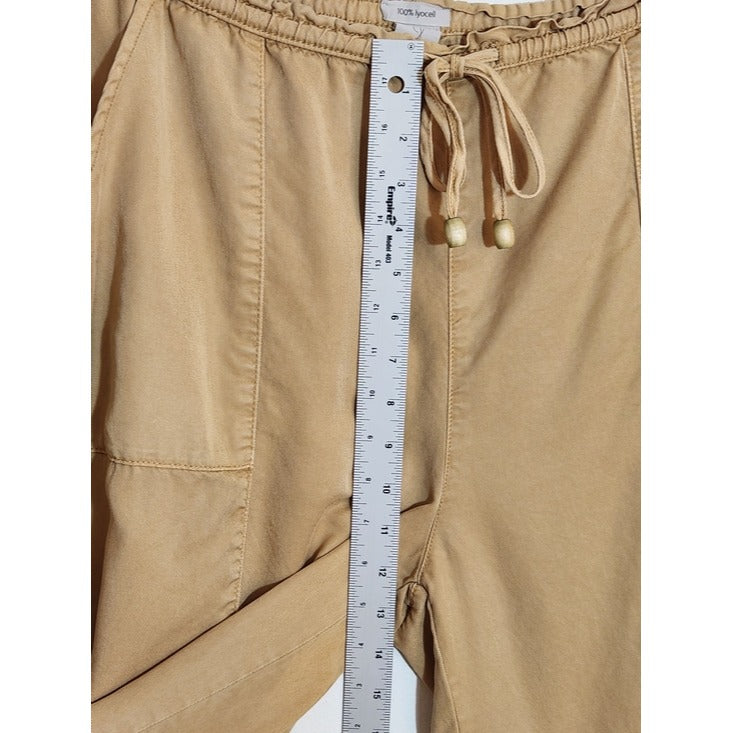 Joie Khaki Wide Leg Cropped Pull-on Pants Size XL