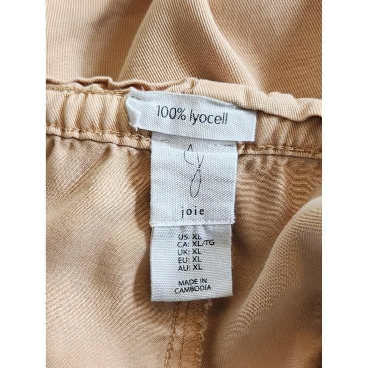 Joie Khaki Wide Leg Cropped Pull-on Pants Size XL