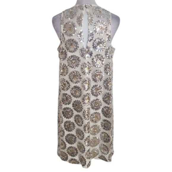Trina Turk Cream Sequin Sleeveless Cocktail Mini Shift Dress NWT Size Small