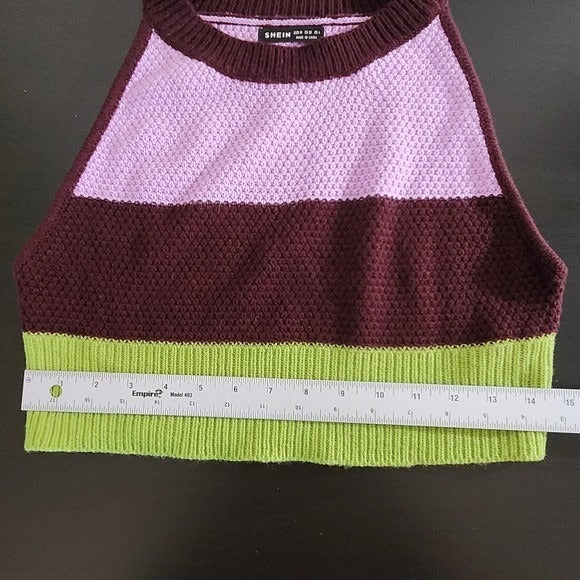 Shein Striped Bodycon Sweater Set Size Medium 2-Piece Crop Top and Skirt