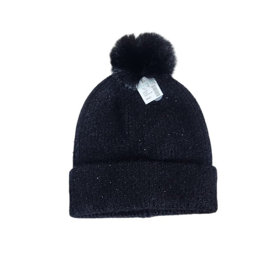 Maurices Black Knit Pom Pom Beanie One Size NWT