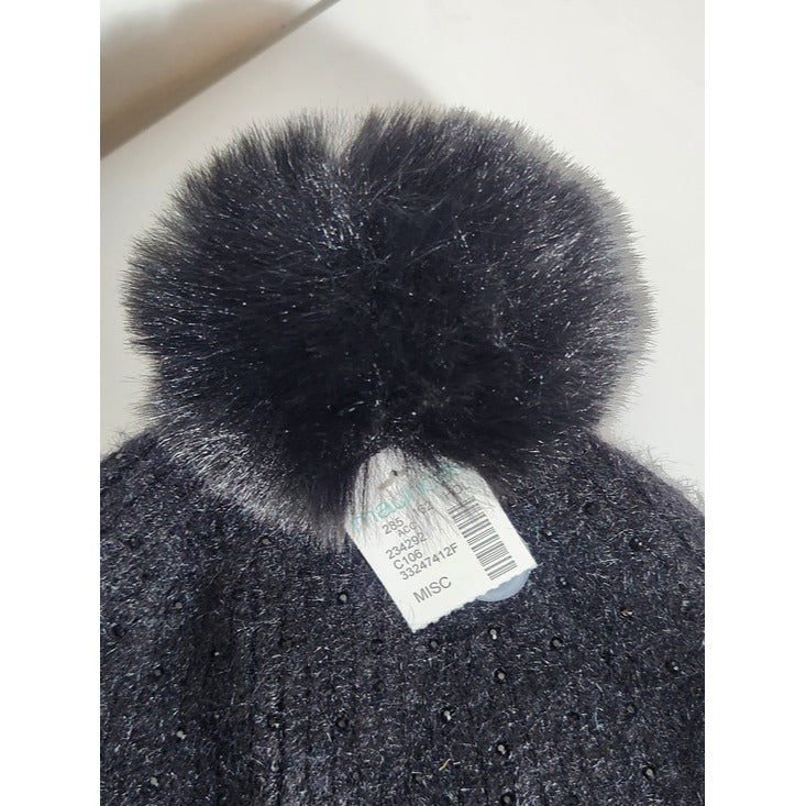Maurices Black Knit Pom Pom Beanie One Size NWT