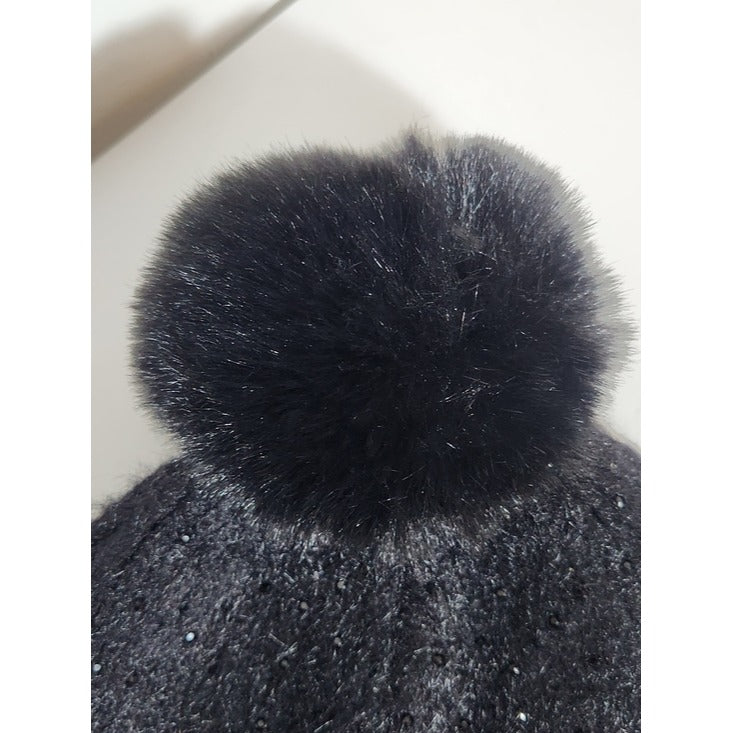 Maurices Black Knit Pom Pom Beanie One Size NWT