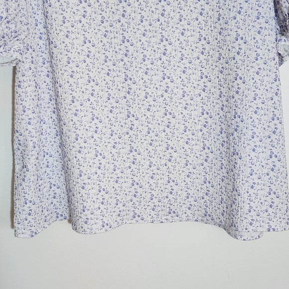Dokotoo Purple Floral Blouse with Puffy Sleeves Size 2XL