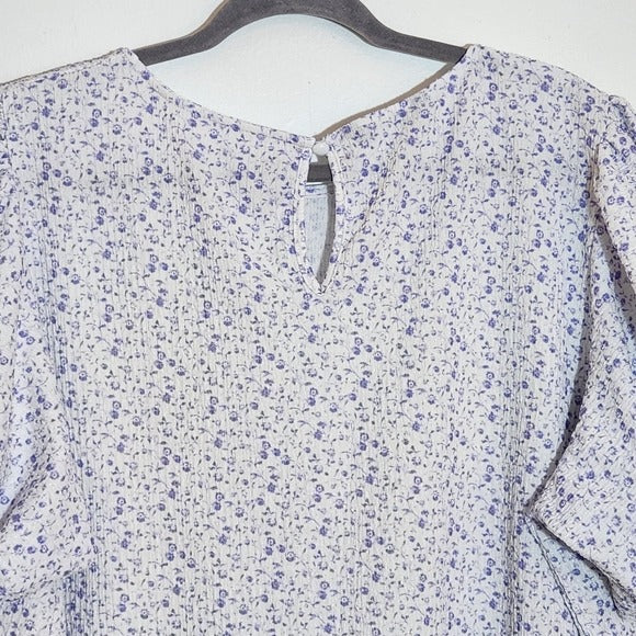 Dokotoo Purple Floral Blouse with Puffy Sleeves Size 2XL