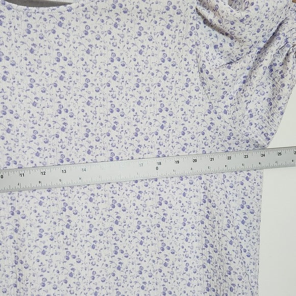 Dokotoo Purple Floral Blouse with Puffy Sleeves Size 2XL