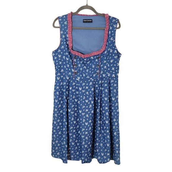 Scarlet Darkness Blue Dress with Pink Ruffle Trim Size L