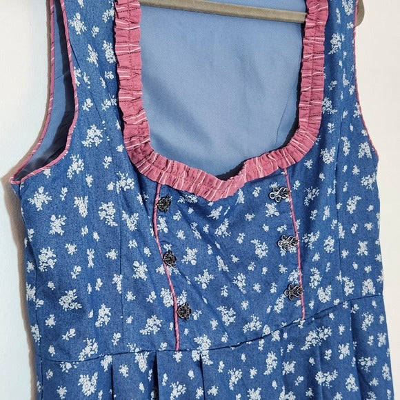 Scarlet Darkness Blue Dress with Pink Ruffle Trim Size L