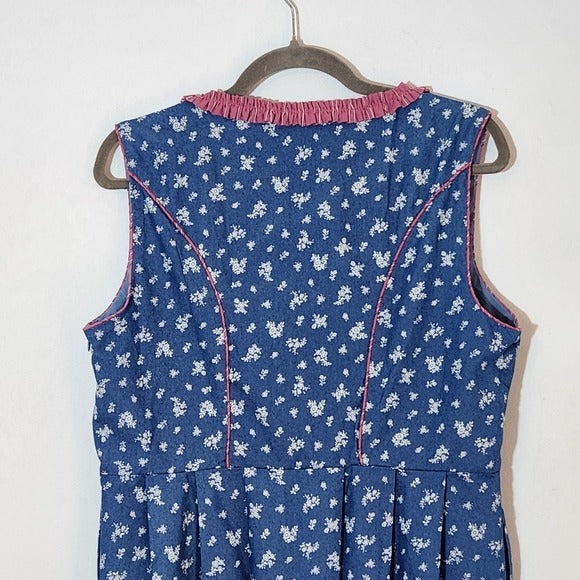 Scarlet Darkness Blue Dress with Pink Ruffle Trim Size L