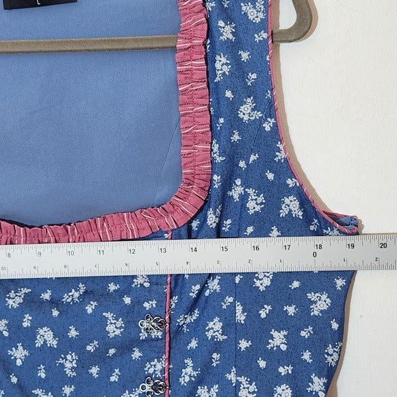 Scarlet Darkness Blue Dress with Pink Ruffle Trim Size L