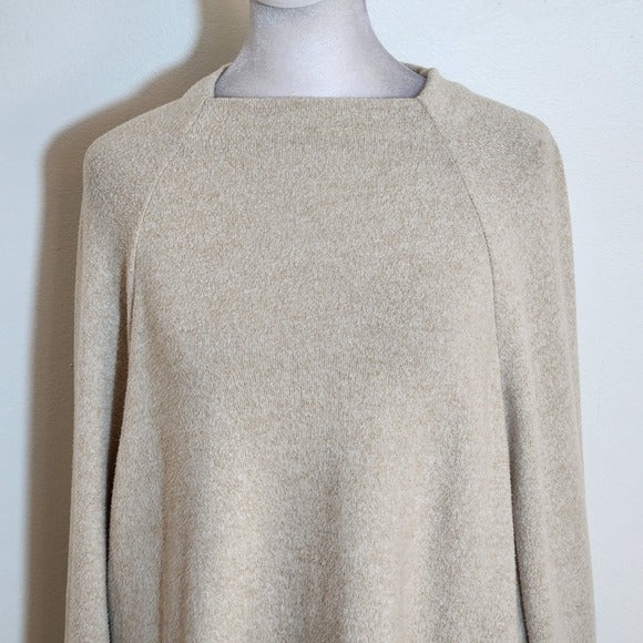 H&M Cream and Tan Fuzzy Knit Sweater Size Large