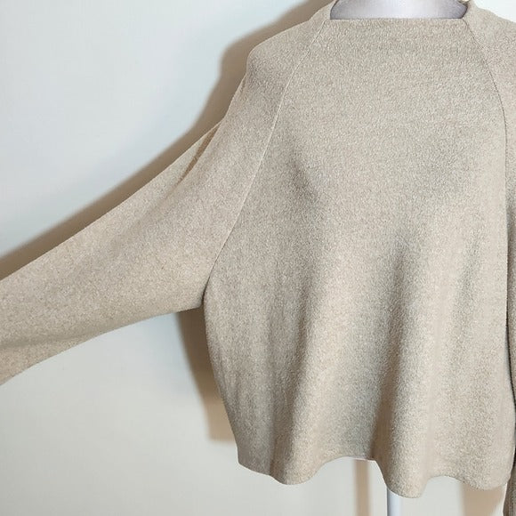 H&M Cream and Tan Fuzzy Knit Sweater Size Large