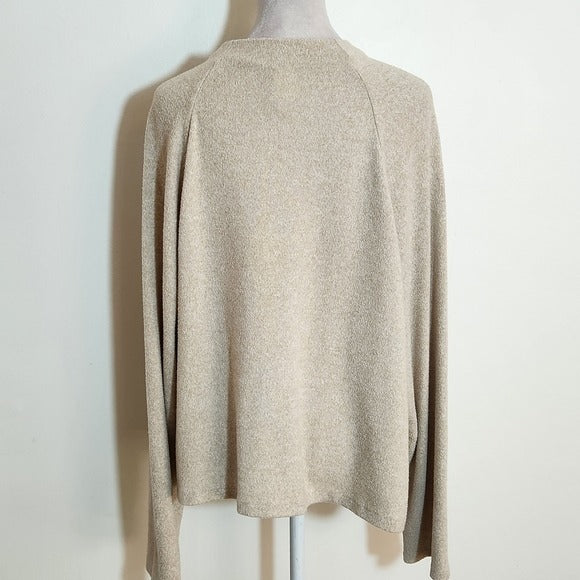 H&M Cream and Tan Fuzzy Knit Sweater Size Large