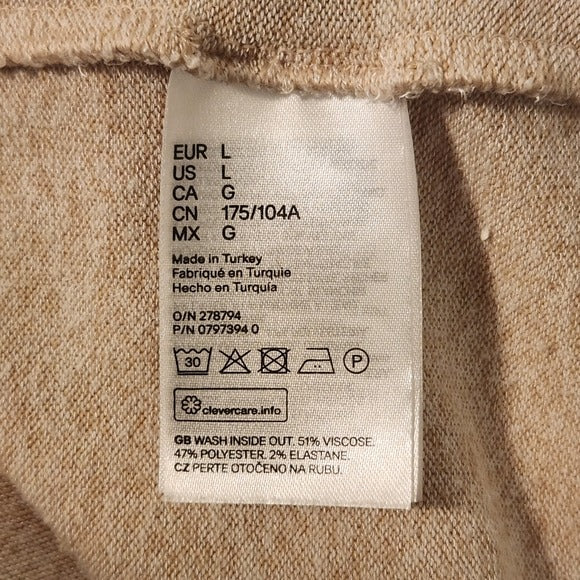 H&M Cream and Tan Fuzzy Knit Sweater Size Large