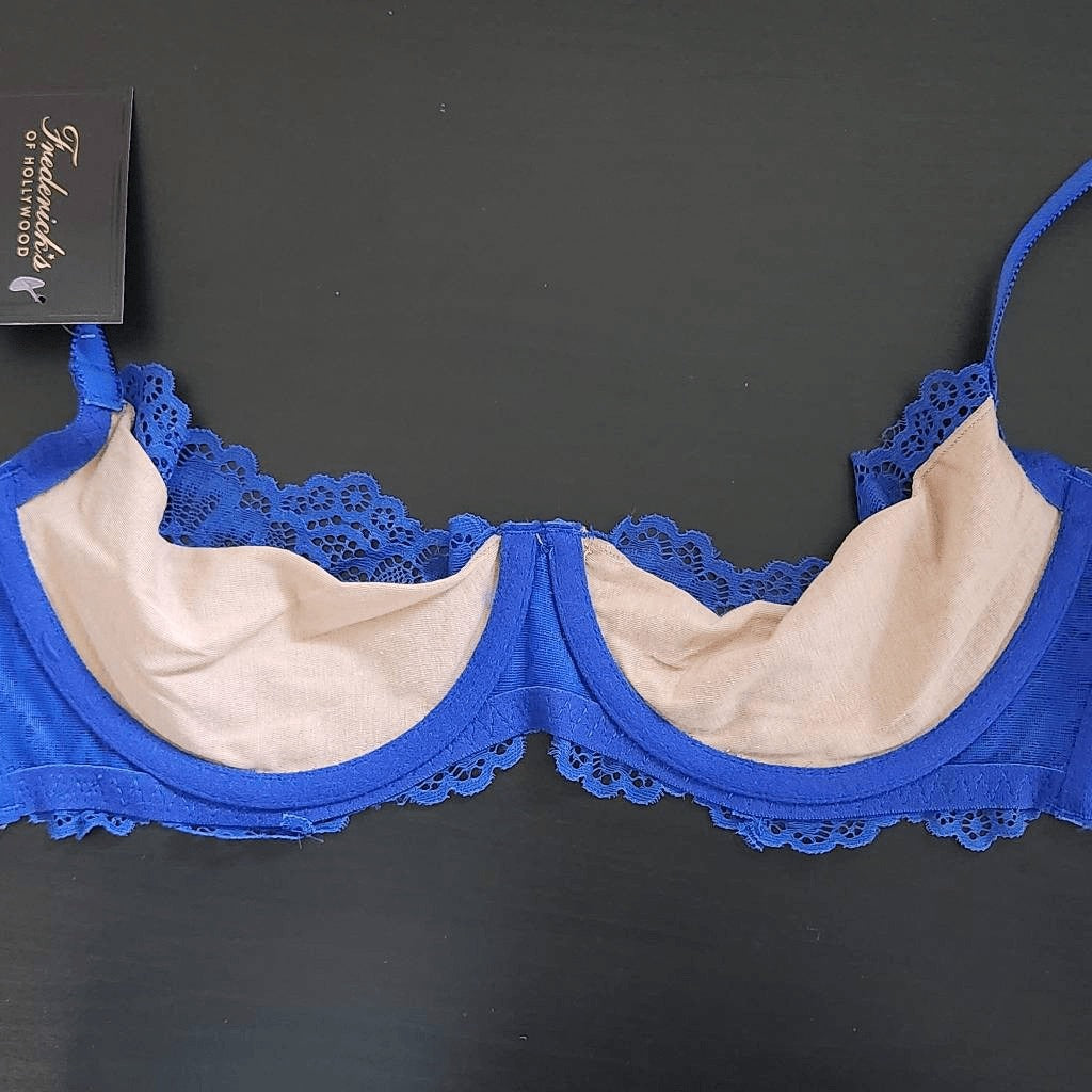 Frederick's of Hollywood Nude and Blue Lace Bra Size 32D NWT Lingerie Shower