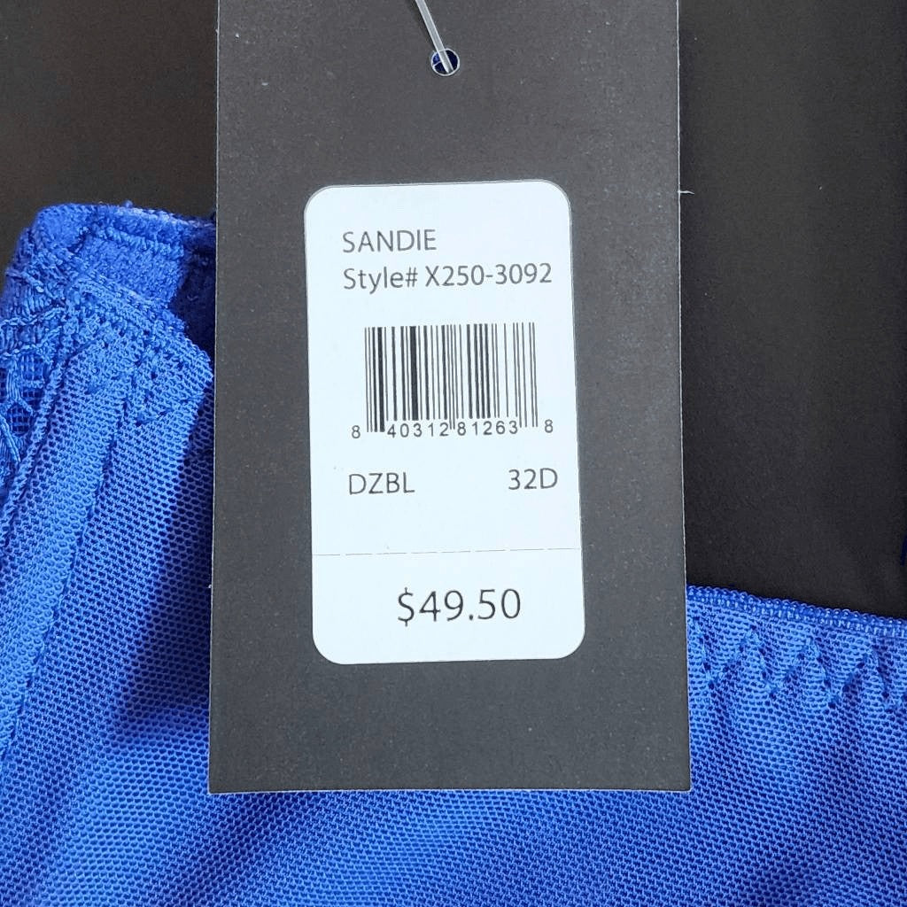 Frederick's of Hollywood Nude and Blue Lace Bra Size 32D NWT Lingerie Shower