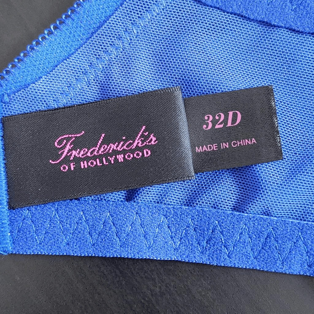 Frederick's of Hollywood Nude and Blue Lace Bra Size 32D NWT Lingerie Shower