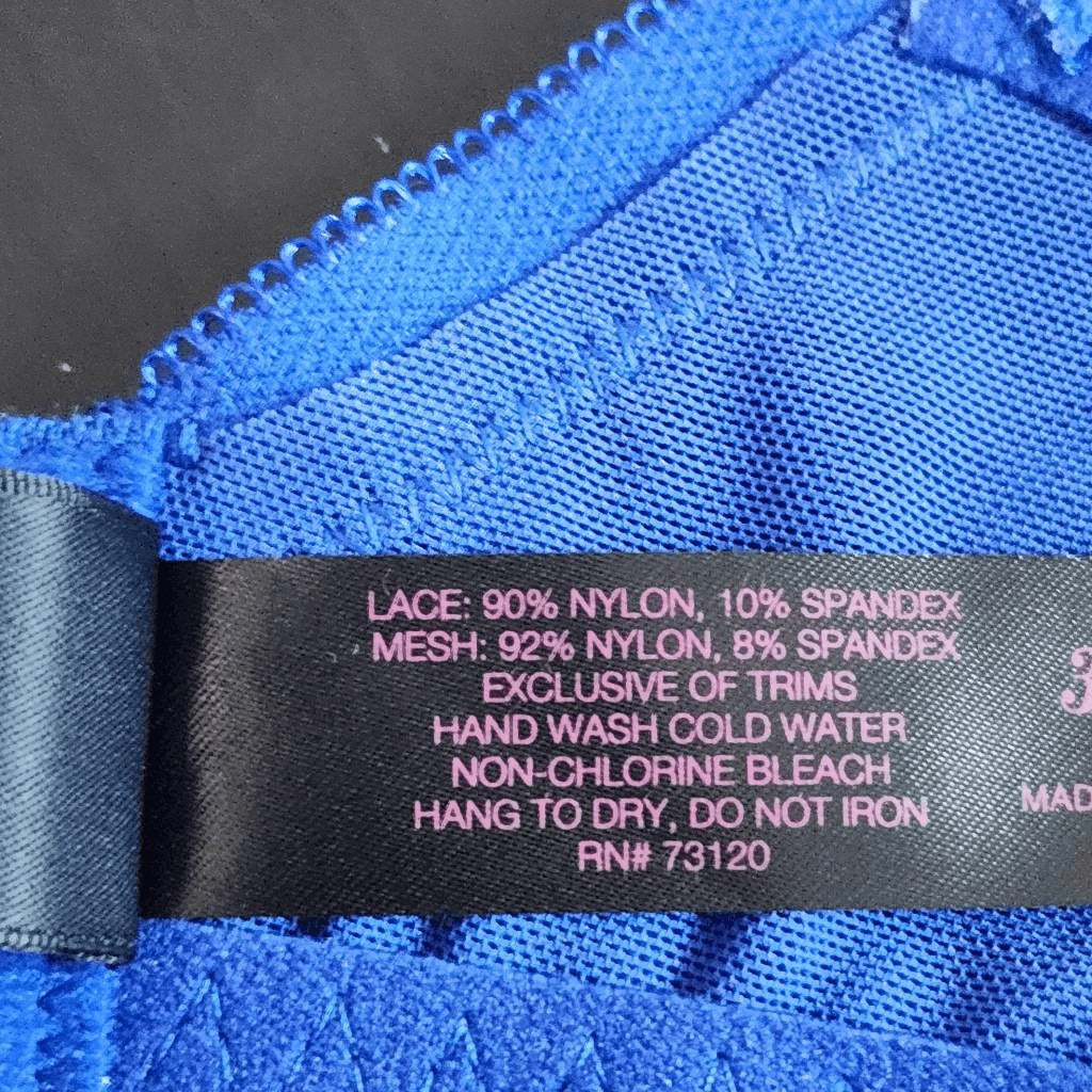 Frederick's of Hollywood Nude and Blue Lace Bra Size 32D NWT Lingerie Shower