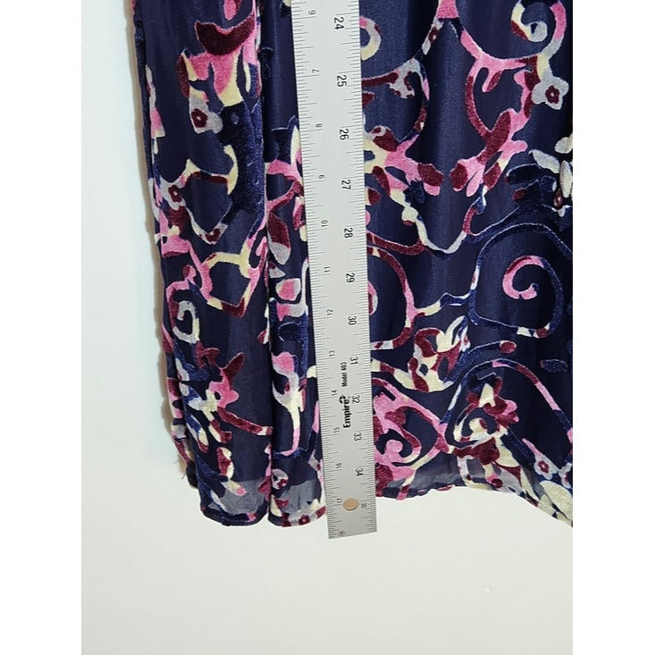 Bongo Blue Velvet Abstract Print Mini Dress Size Medium Wedding Guest Dress