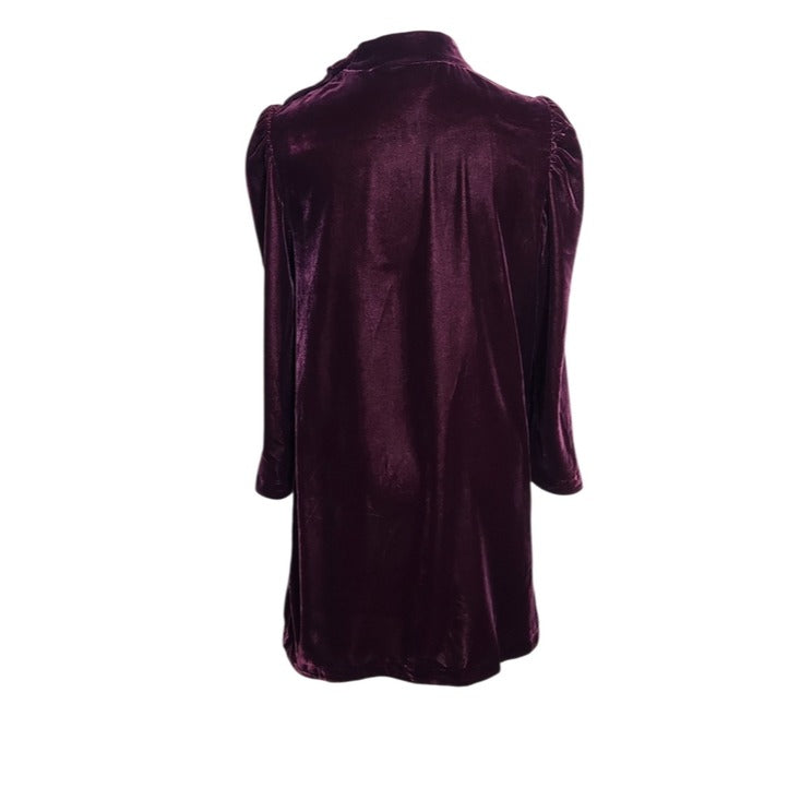 Gap Burgundy Velvet Mock Neck Mini Dress Size Small Petite