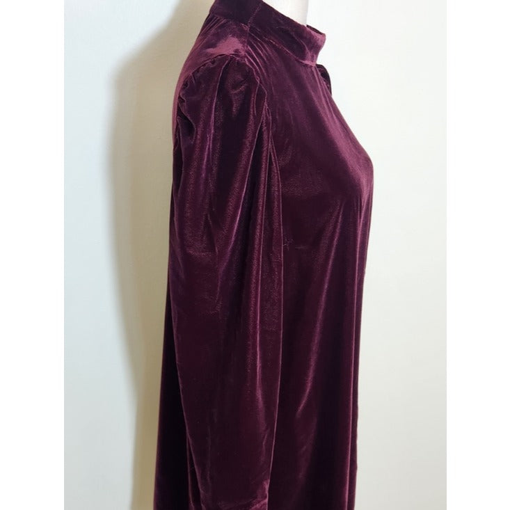 Gap Burgundy Velvet Mock Neck Mini Dress Size Small Petite