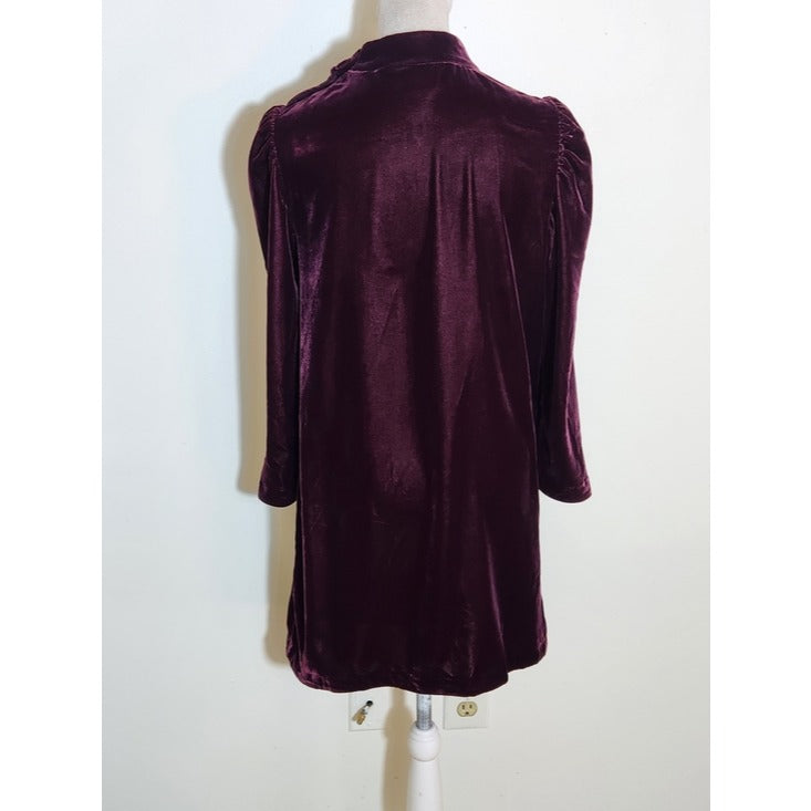 Gap Burgundy Velvet Mock Neck Mini Dress Size Small Petite