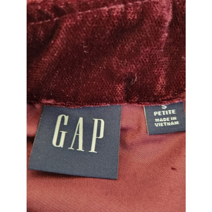 Gap Burgundy Velvet Mock Neck Mini Dress Size Small Petite
