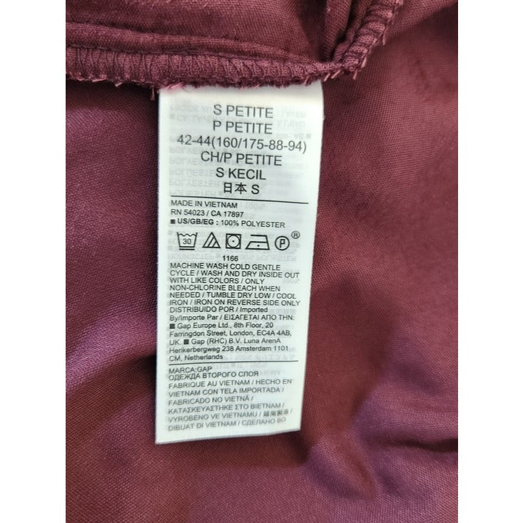 Gap Burgundy Velvet Mock Neck Mini Dress Size Small Petite