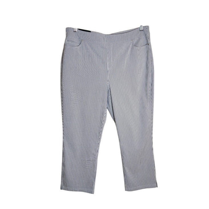 Mario Serrani Comfort Stretch Navy Stripe Capri Pants Size XL NWT