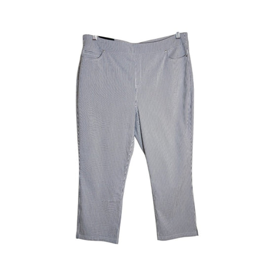 Mario Serrani Comfort Stretch Navy Stripe Capri Pants Size XL NWT