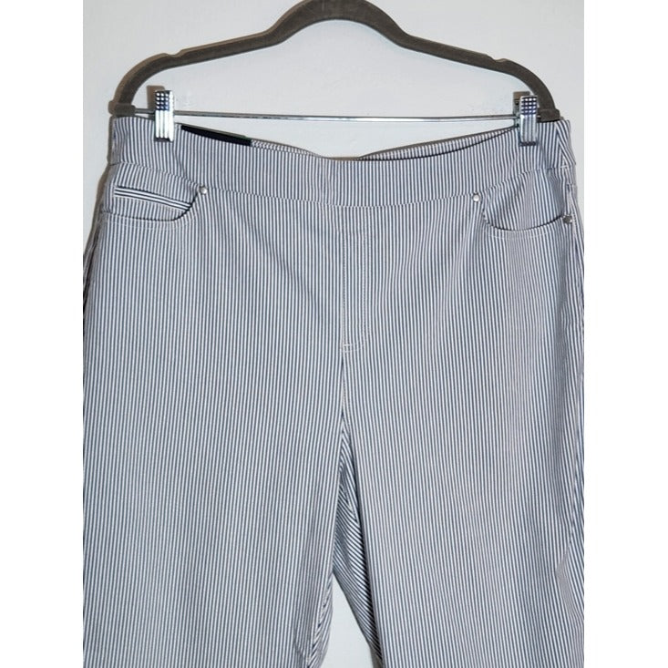 Mario Serrani Comfort Stretch Navy Stripe Capri Pants Size XL NWT