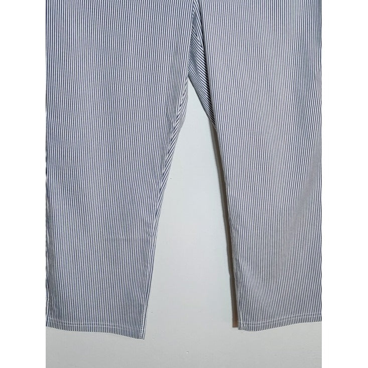Mario Serrani Comfort Stretch Navy Stripe Capri Pants Size XL NWT