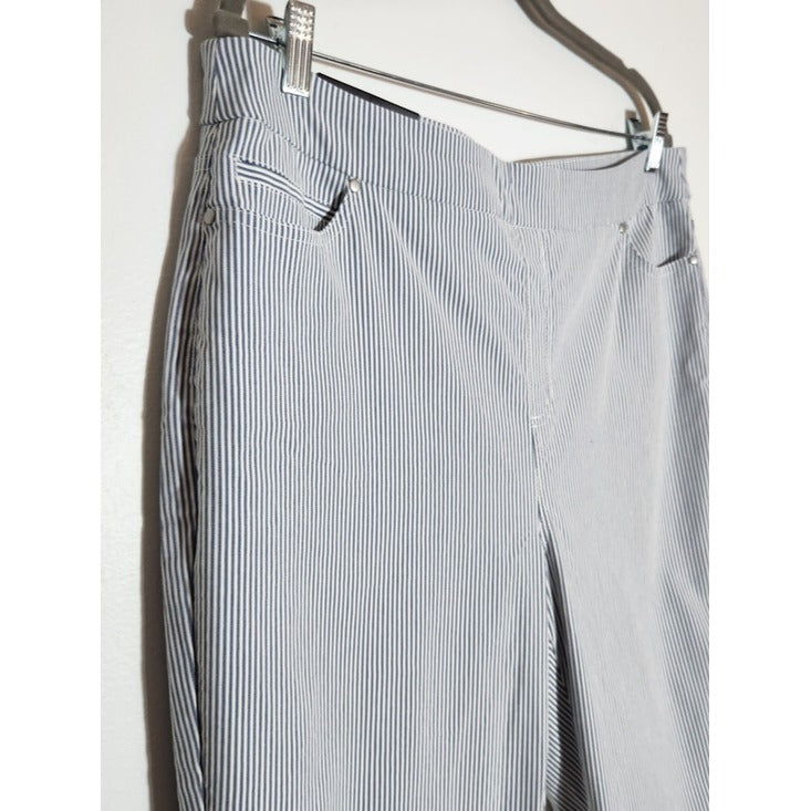 Mario Serrani Comfort Stretch Navy Stripe Capri Pants Size XL NWT