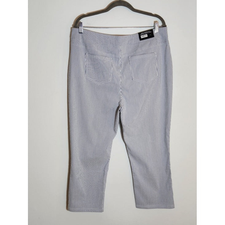 Mario Serrani Comfort Stretch Navy Stripe Capri Pants Size XL NWT
