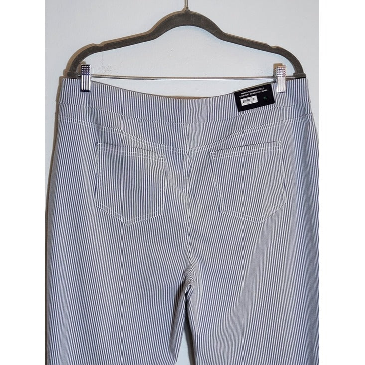 Mario Serrani Comfort Stretch Navy Stripe Capri Pants Size XL NWT
