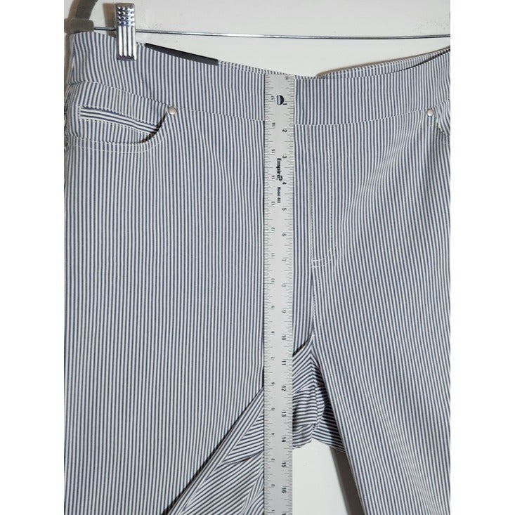 Mario Serrani Comfort Stretch Navy Stripe Capri Pants Size XL NWT