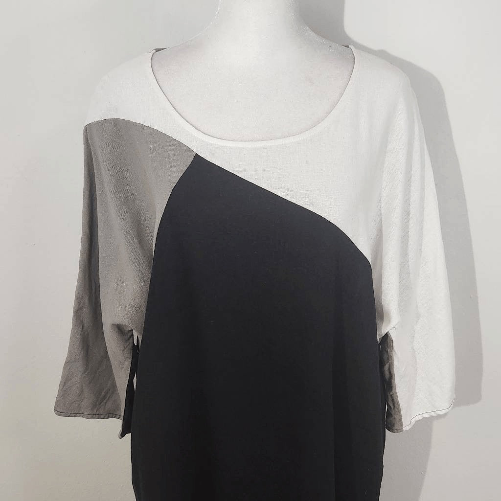 For Cynthia Linen Shift Dress Size Medium Linen Colorblock Dress
