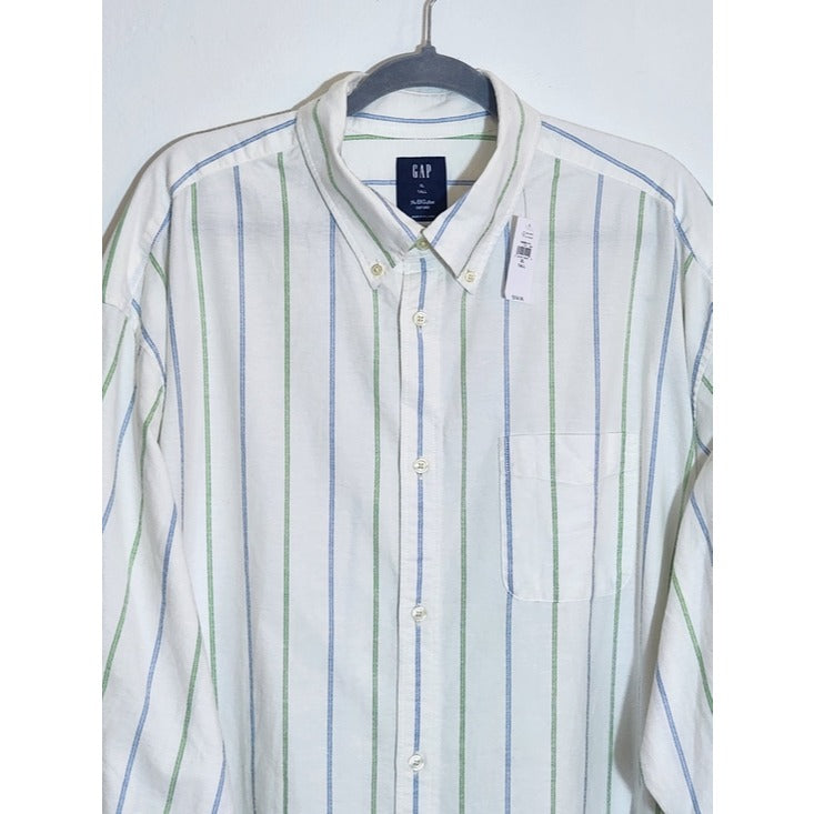 GAP White Striped The Big Shirt Oxford Button Down Size XL Tall NWT