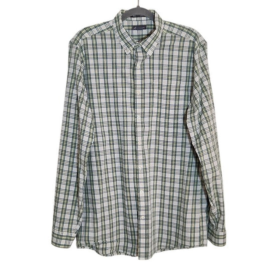 Eddie Bauer Green Plaid Button Down Shirt Size Tall Large