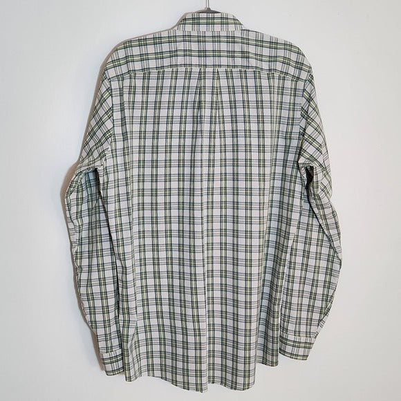 Eddie Bauer Green Plaid Button Down Shirt Size Tall Large